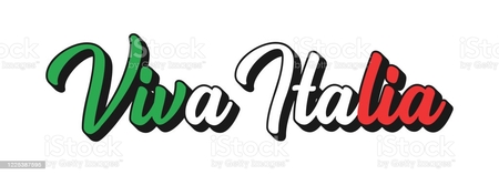 "Viva LItalia" quote in Italian as web banner. Translated "Long live Italy". Drawn patriotic lettering for postcard, invitation, poster, label, mug.